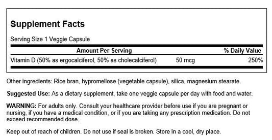 Swanson complejo de vitamina d2 y d3 cápsulas veganas