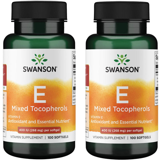 Botella de Swanson E-400 vitamina E 400 IU 100 cápsulas blandas