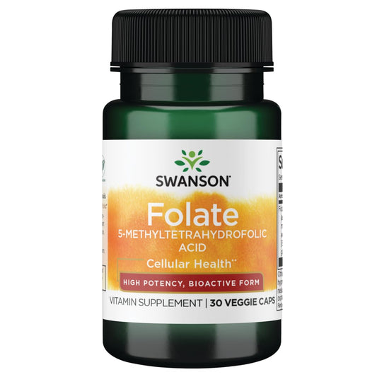Swanson folato cápsulas vegetarianas 800 mcg suplemento prenatal