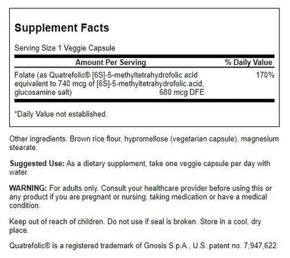 Swanson Folato etiqueta nutrimental