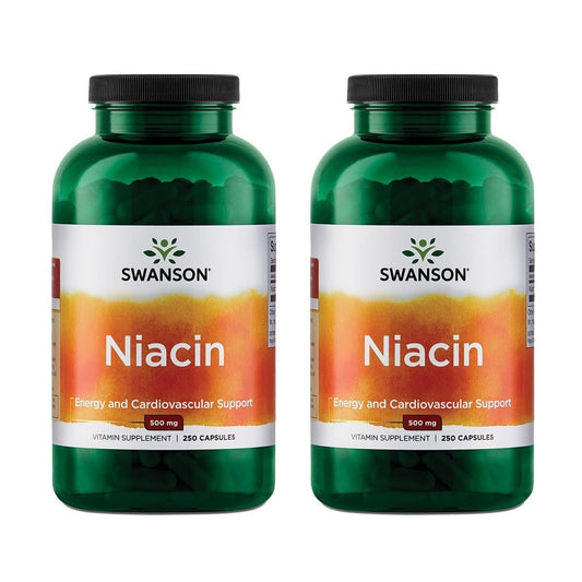 Envase de Swanson Niacina 500mg 250 cápsulas.