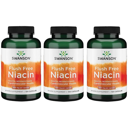 Paquete de 3 cajas Swanson Niacina Flush Free 500 mg