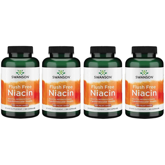 Pack de 4 cajas Swanson Niacina 500 mg Flush Free