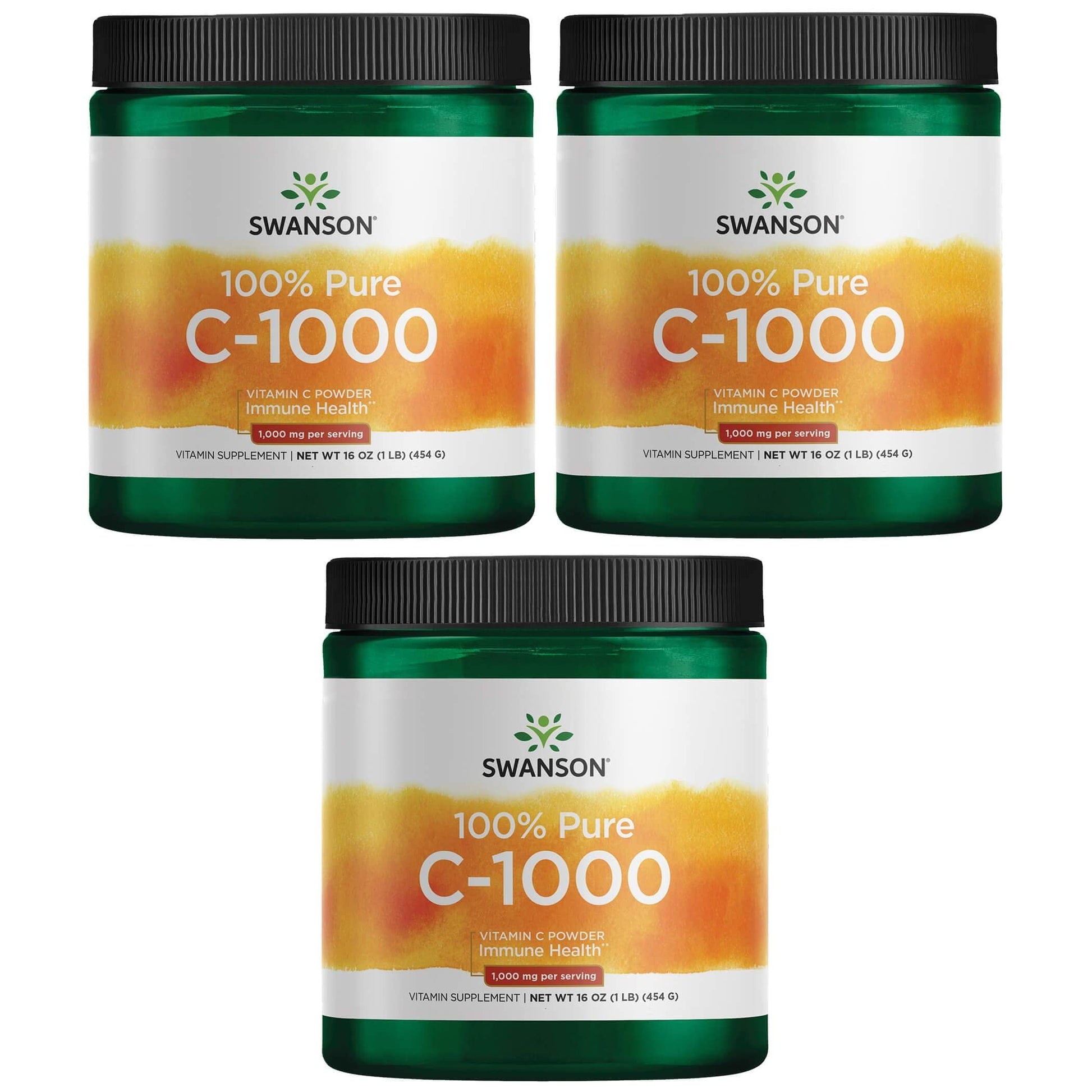 Swanson Polvo Vitamina C puro 1000mg paquete 3 unidades