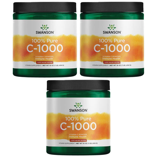 Swanson Polvo Vitamina C puro 1000mg paquete 3 unidades