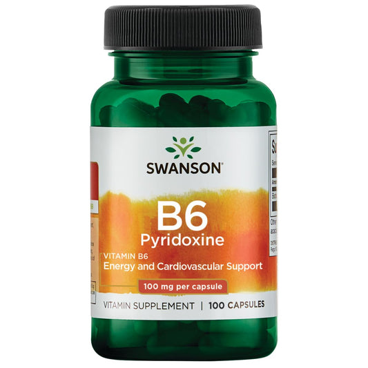 Swanson vitamina B6 100 mg cápsulas 100 para energía y salud