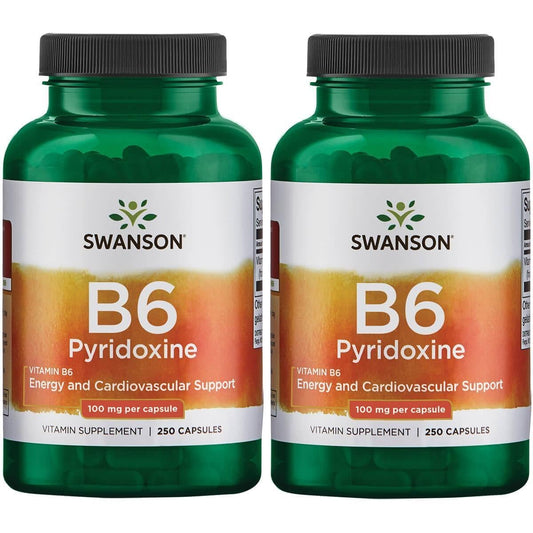 Swanson Vitamina B6 Piridoxina 250 cápsulas paquete de 2