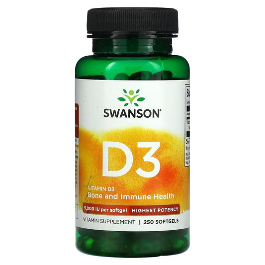 Swanson Vitamina D3 5000 IU suplemento salud ósea e inmune