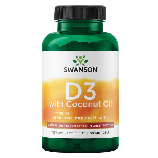 Swanson Vitamina D3 con aceite de coco 60 cápsulas