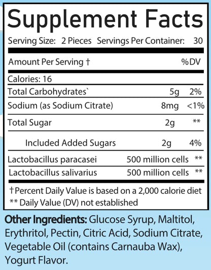 tabla de hechos nutricionales de gomitas probióticas