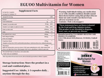 Tabla de información nutricional de multivitaminas EGUOO