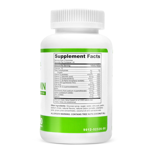 Tabla de información nutricional de gomitas BariSlim