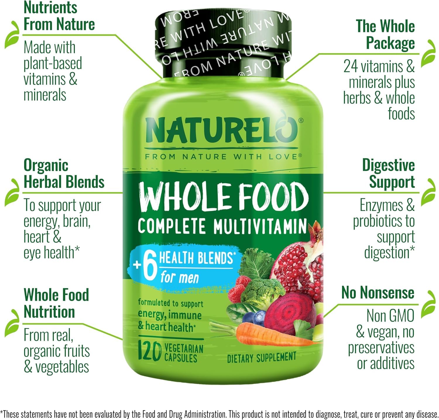 Tabla de información nutricional en multivitaminas para hombres