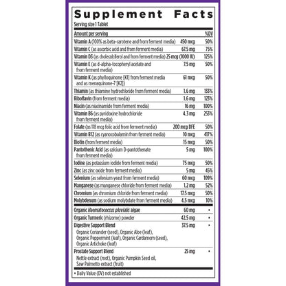 Tabla de información nutricional del New Chapter