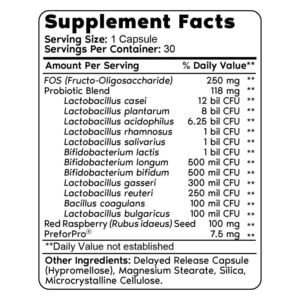 tabla de información nutricional de probióticos primal