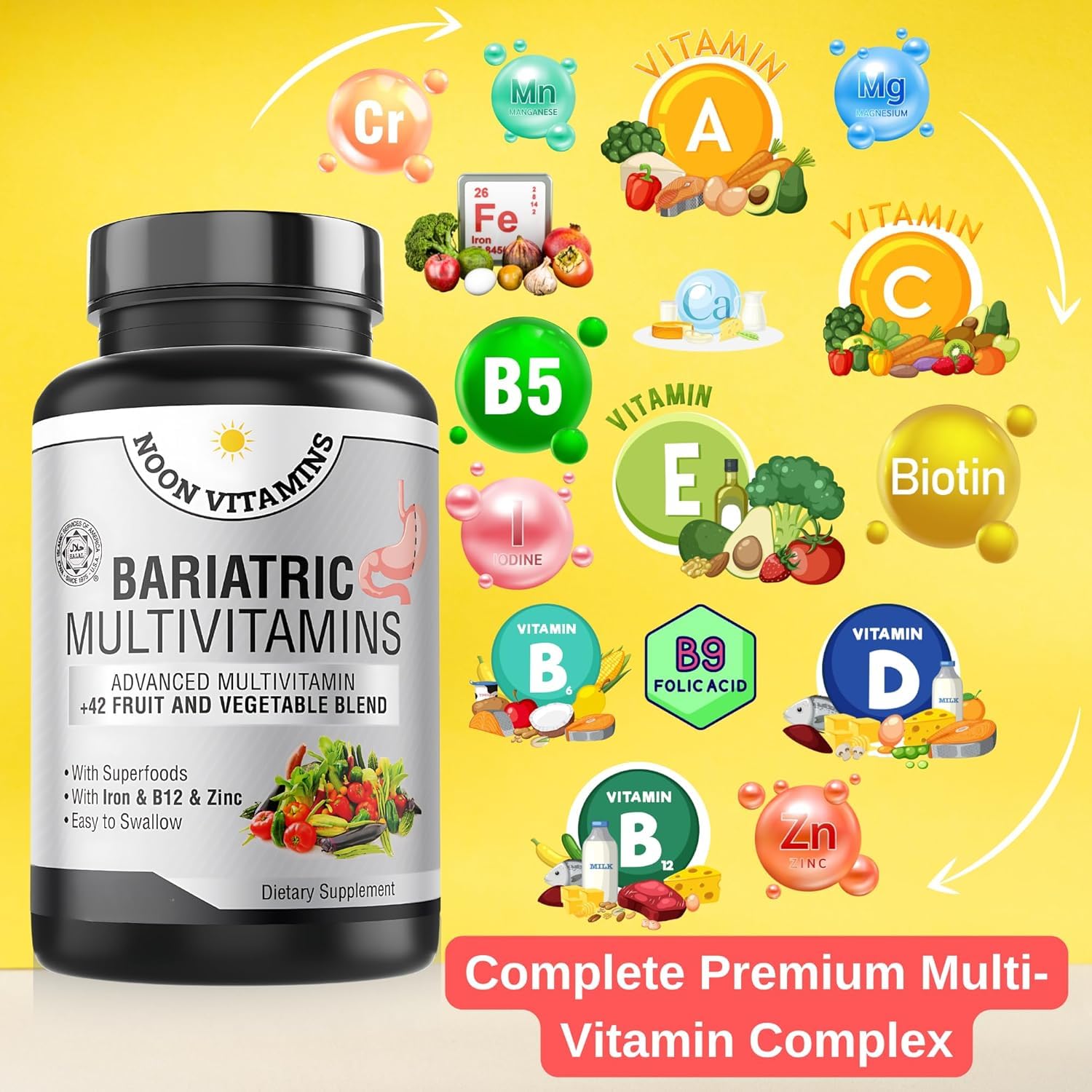 Tabla de ingredientes del multivitamínico bariátrico
