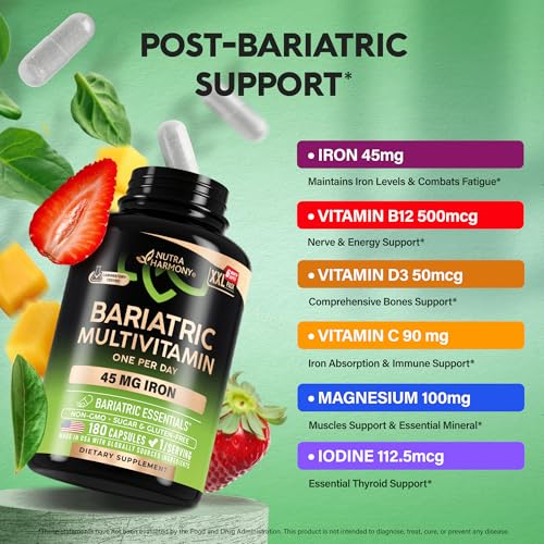 Tabla de ingredientes de multivitamínico bariátrico