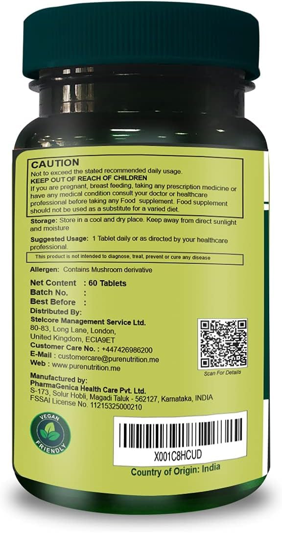 Tabla ingredientes multivitamínico Pure Nutrition