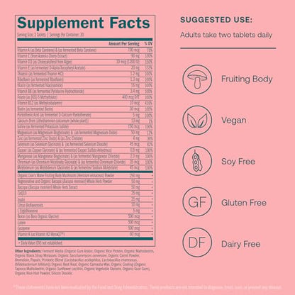 Tabla de ingredientes del multivitamínico diario para mujeres True Grace
