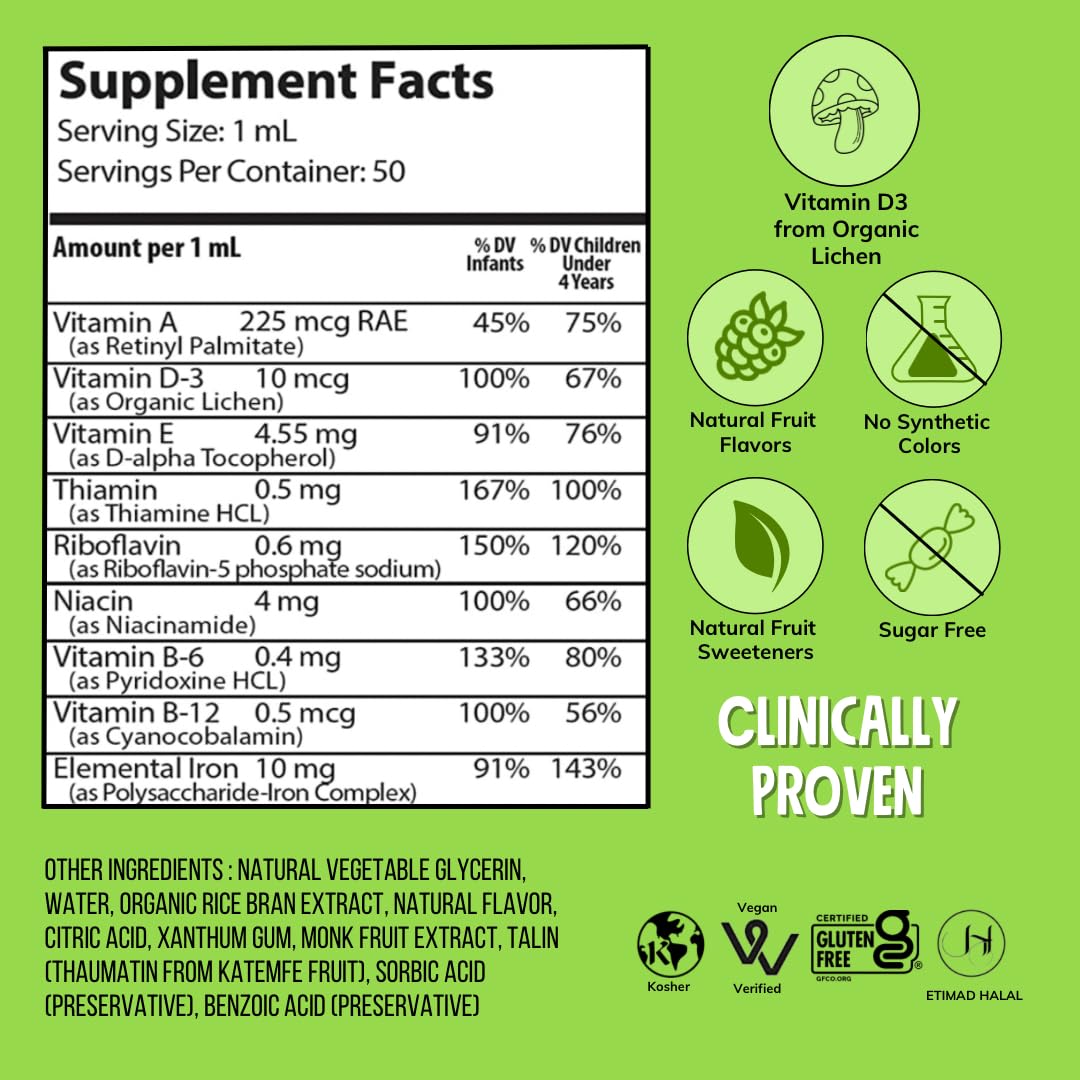Tabla de ingredientes del multivitamínico vegano