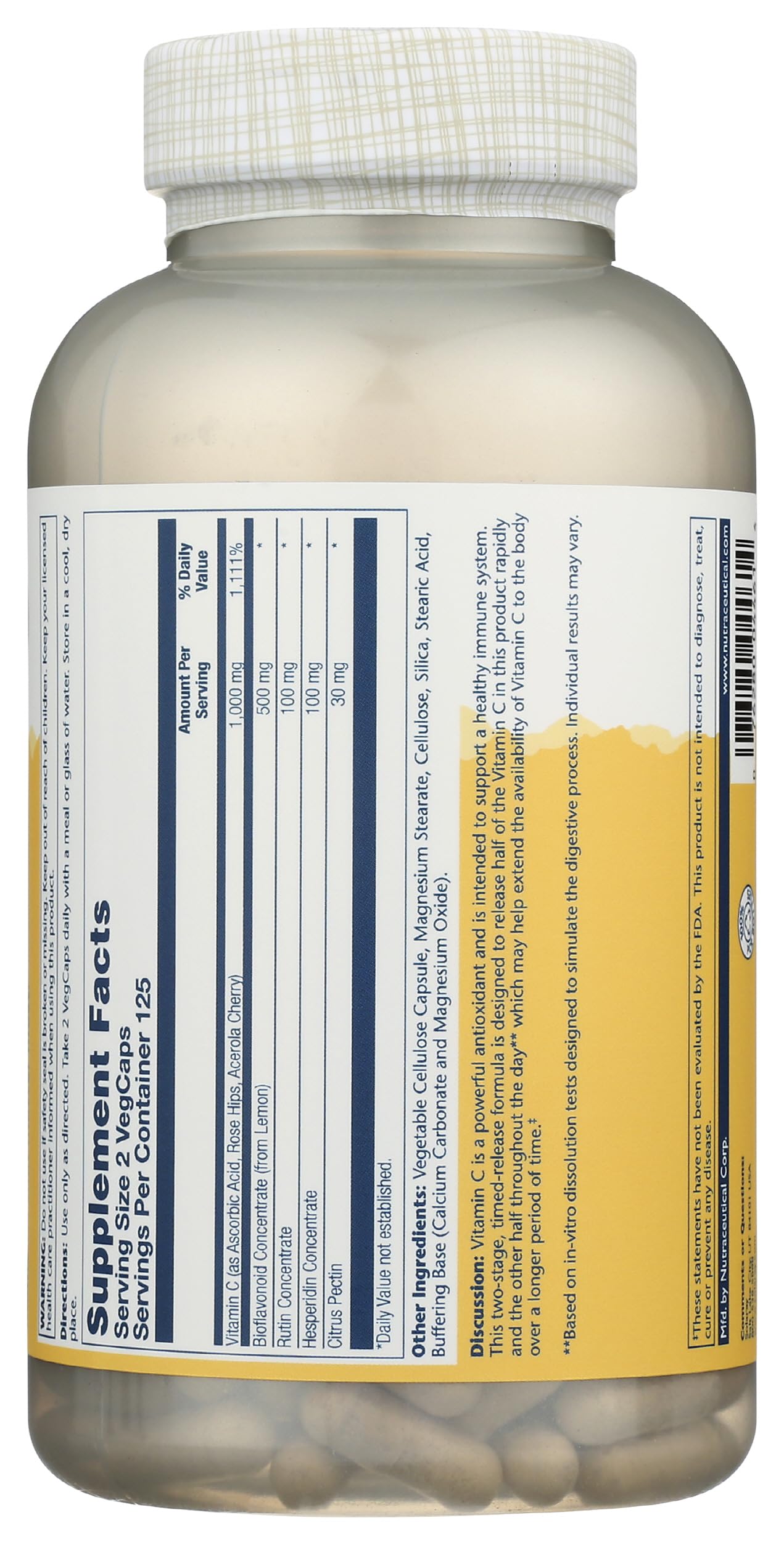 Tabla de liberación gradual vitamina c Solaray Super Bio C