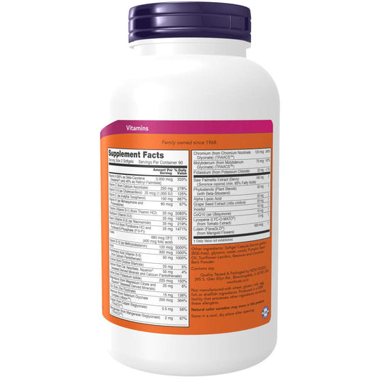 Tabla de nutrición de vitaminas NOW Foods