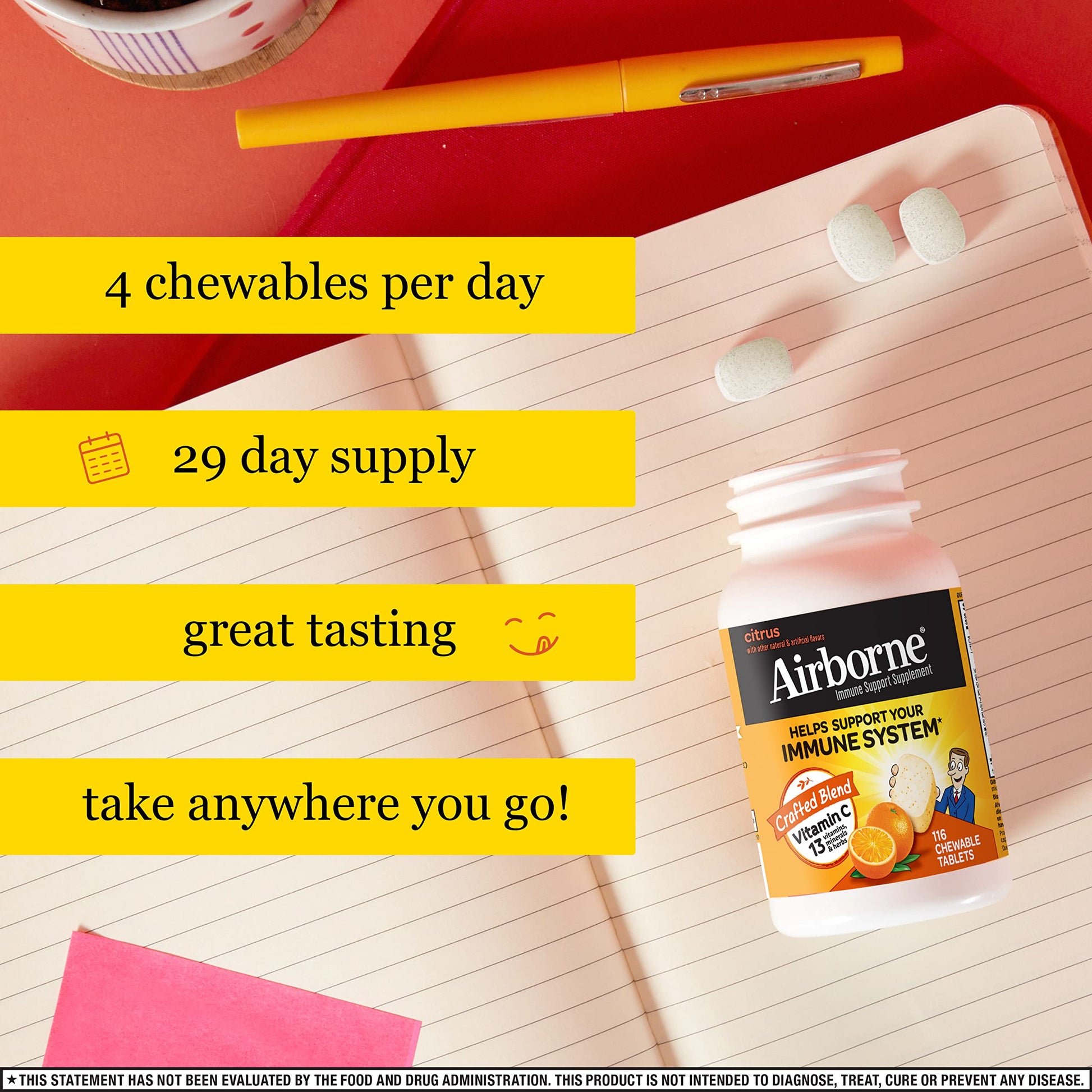 Tabla nutricional Airborne vitamina C zinc