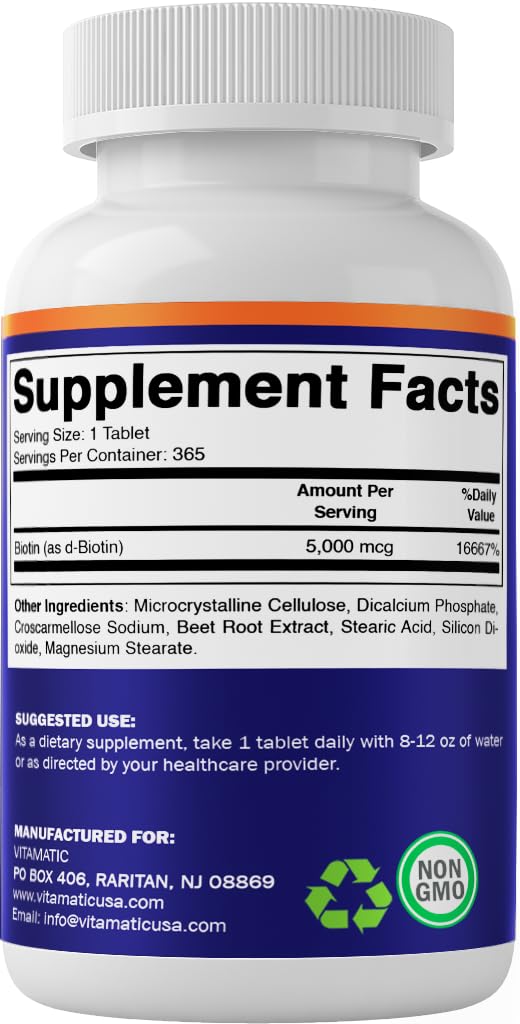 Tabla nutricional Biotin 5000 mcg Vitamatic