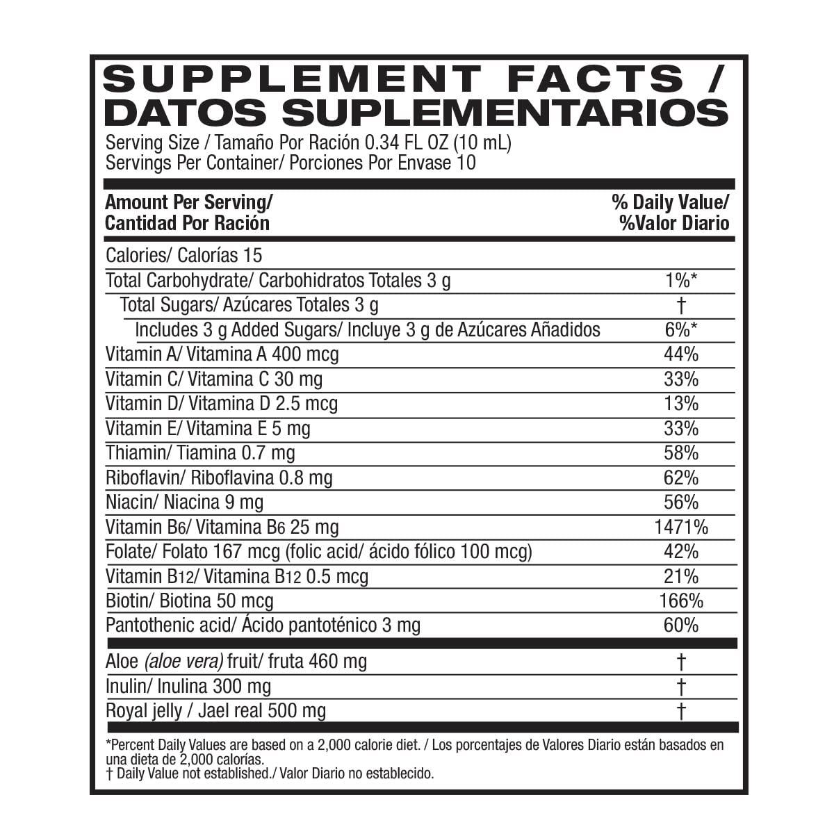 Tabla de información nutricional de Ceresmart Tiaminal Plus