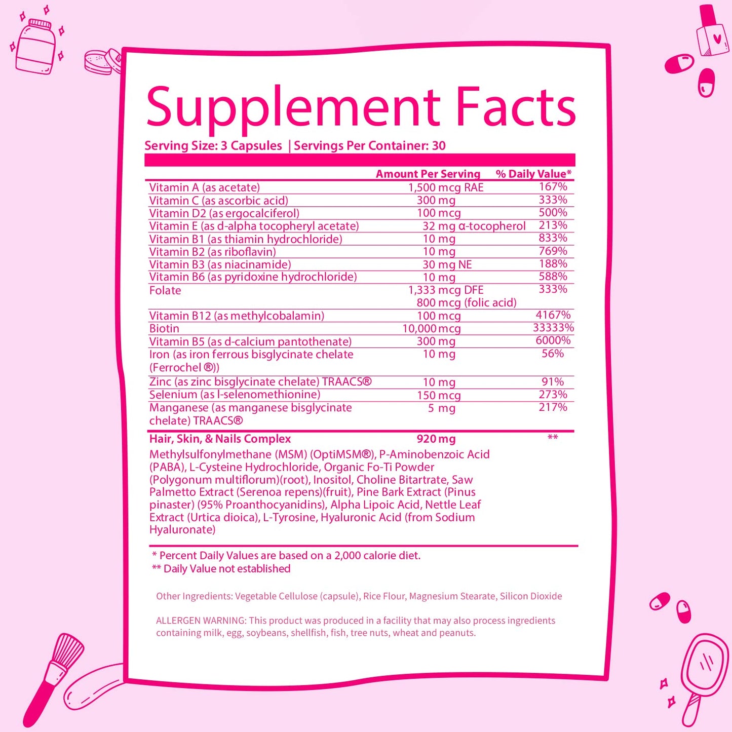 Tabla nutricional del suplemento Glow GOBIOTIX.