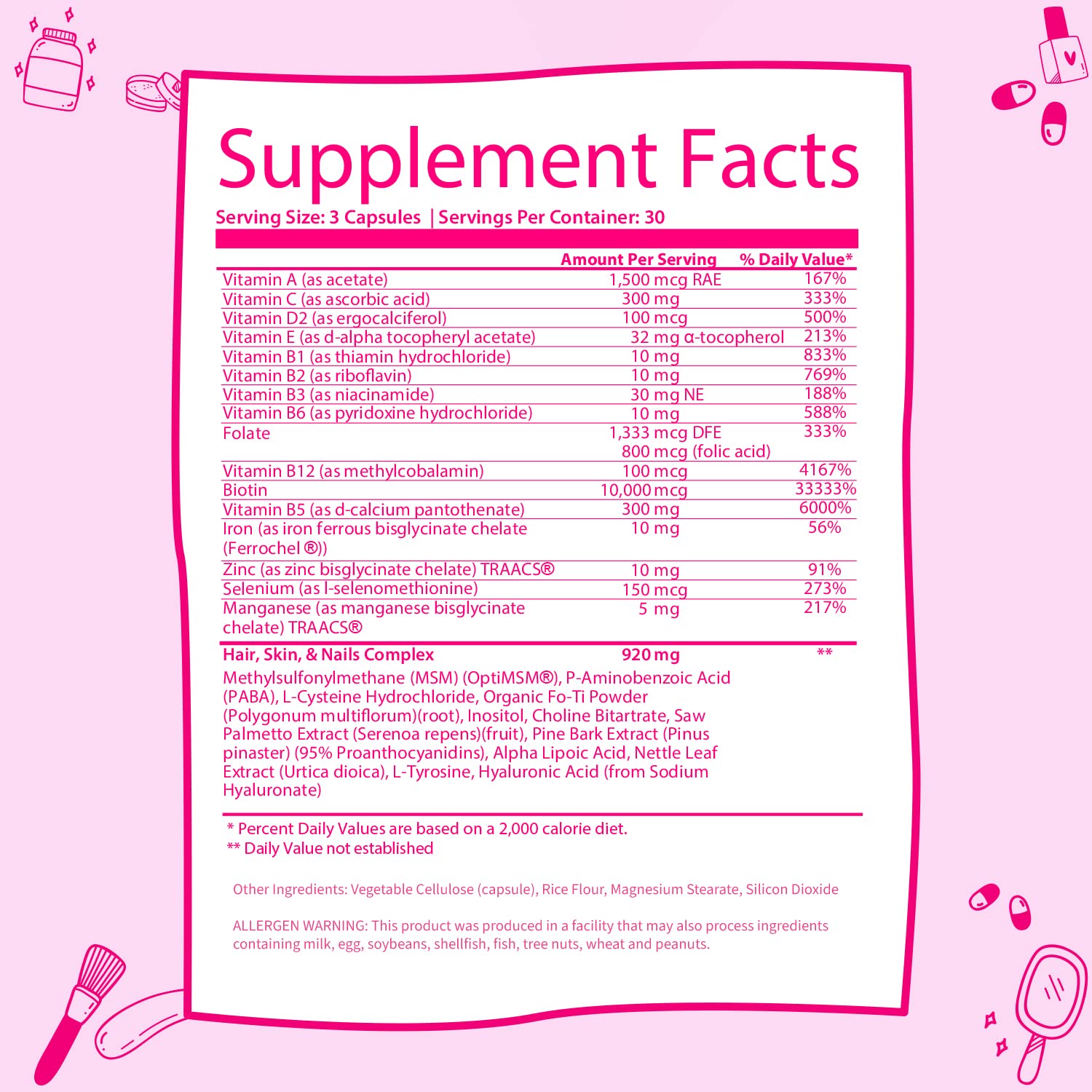 Tabla nutricional del suplemento Glow GOBIOTIX.