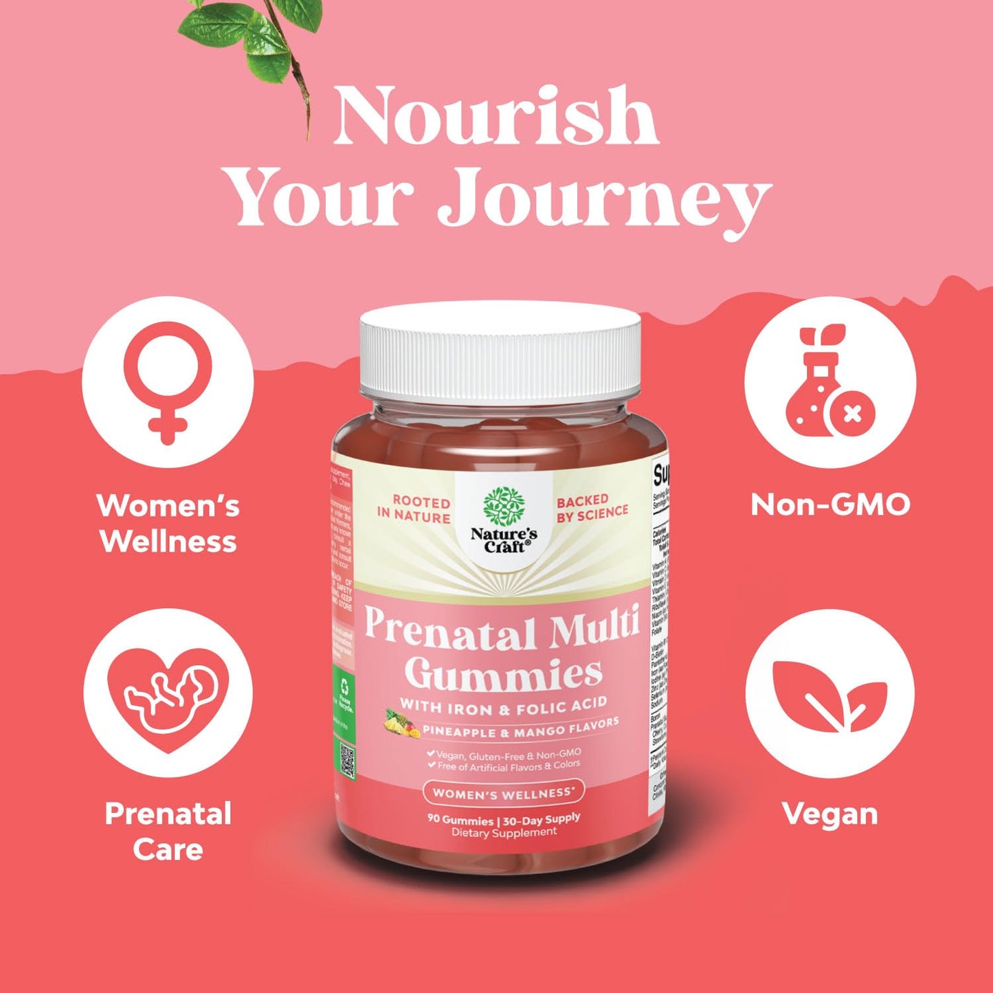 Tabla nutricional gomitas prenatales Natures Craft