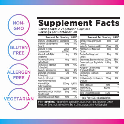 Tabla nutricional multivitaminas Livingood