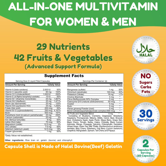 Tabla nutricional de multivitaminas SHIFAA NUTRITION