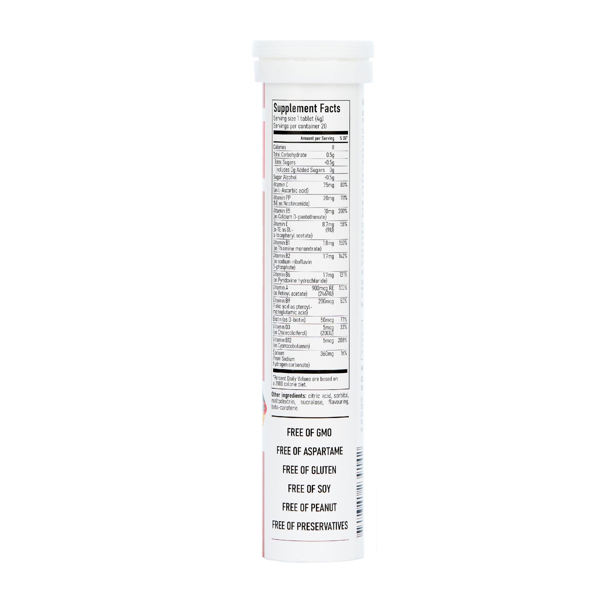 Tabla nutricional de las multivitaminas Swiss Imports