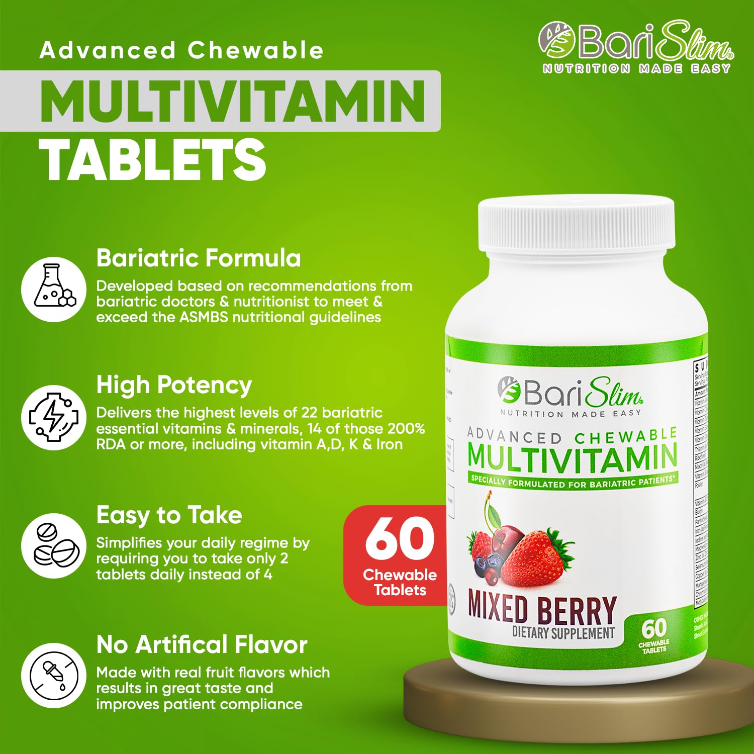 Tabla nutricional multivitamínico BariSlim con vitaminas