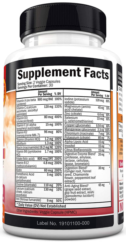 Ingredientes y tabla nutricional multivitamínico BioSchwartz