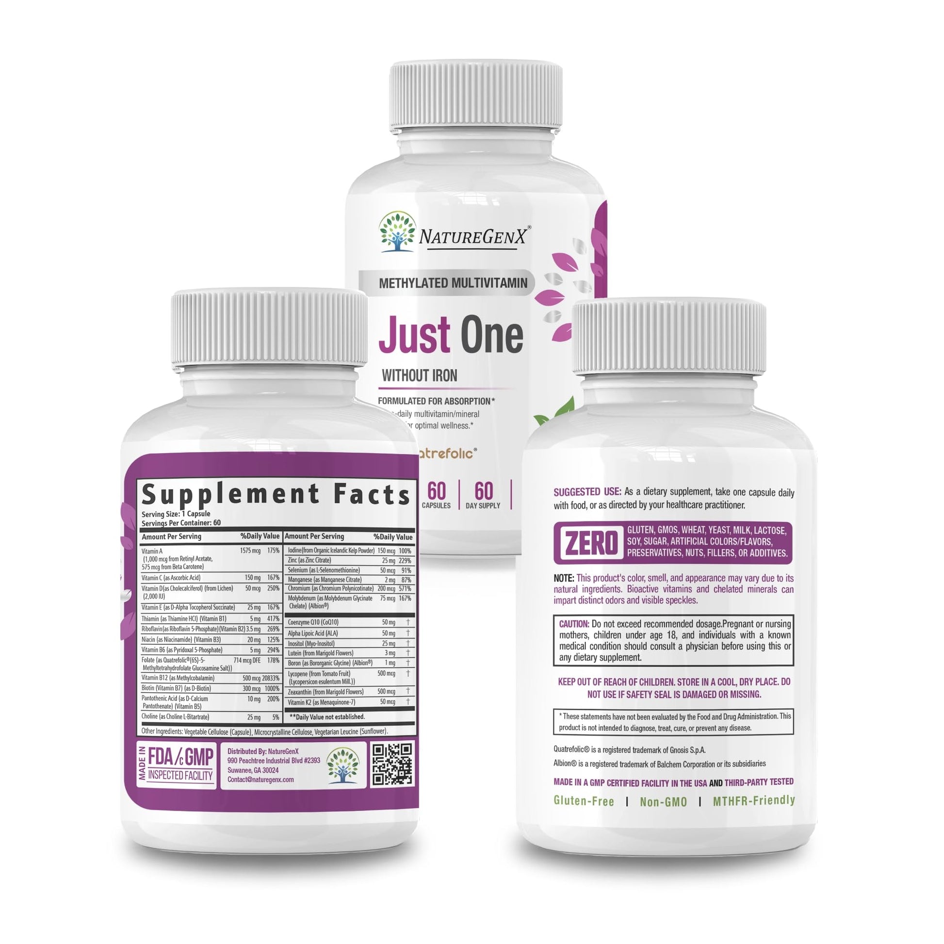 Tabla nutricional de multivitamínico methylado