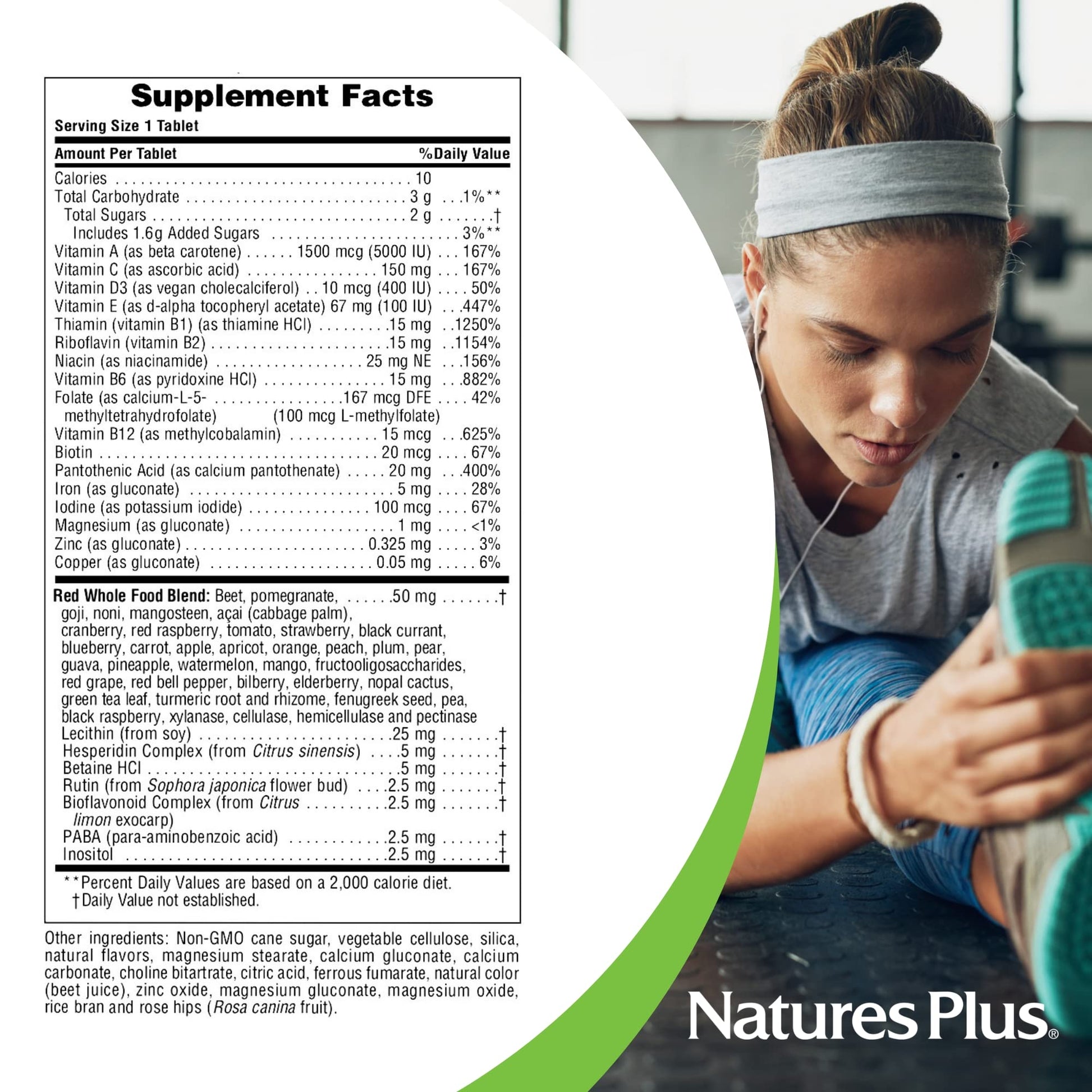 Tabla nutricional de multivitamínico NaturesPlus