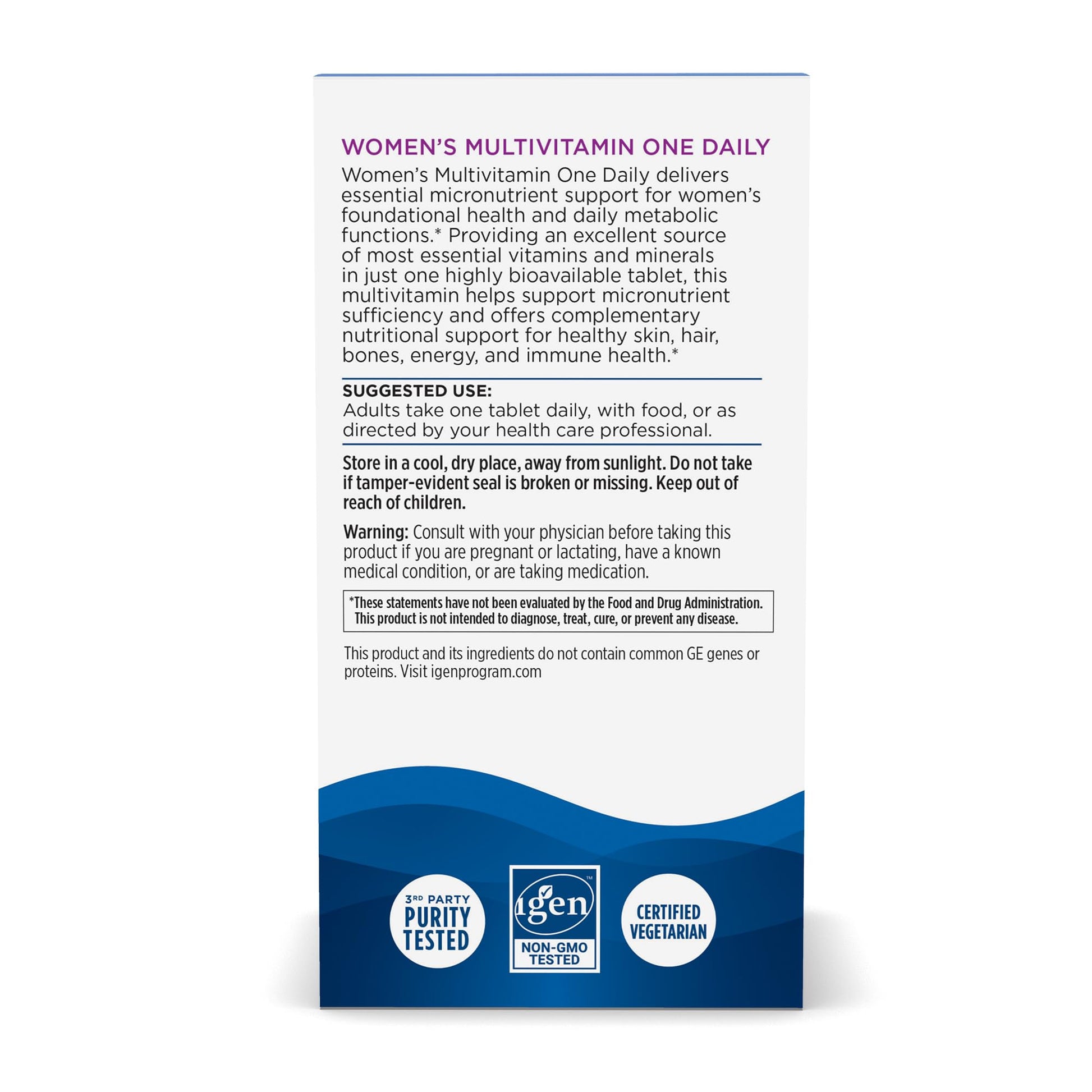 Tabla nutricional de multivitamínico para mujeres Nordic