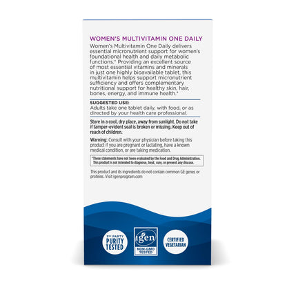 Tabla nutricional de multivitamínico para mujeres Nordic
