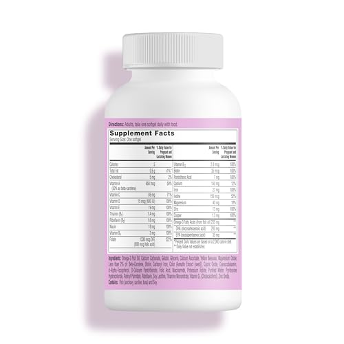 Tabla nutricional del multivitamínico prenatal ONE A DAY para embarazo