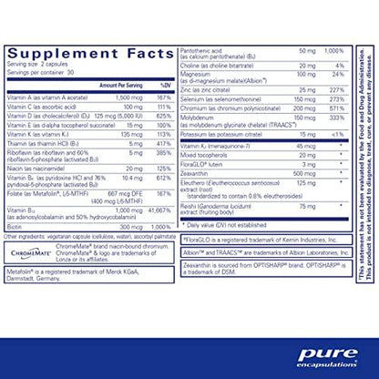 tabla nutricional de multivitamínico pureresponse