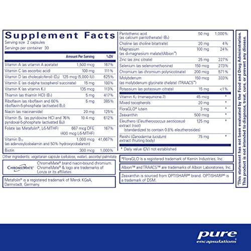 tabla nutricional de multivitamínico pureresponse