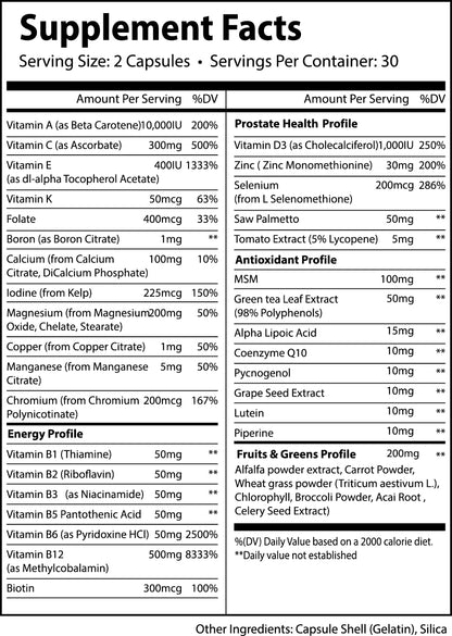 tabla nutricional multivitamínico vites
