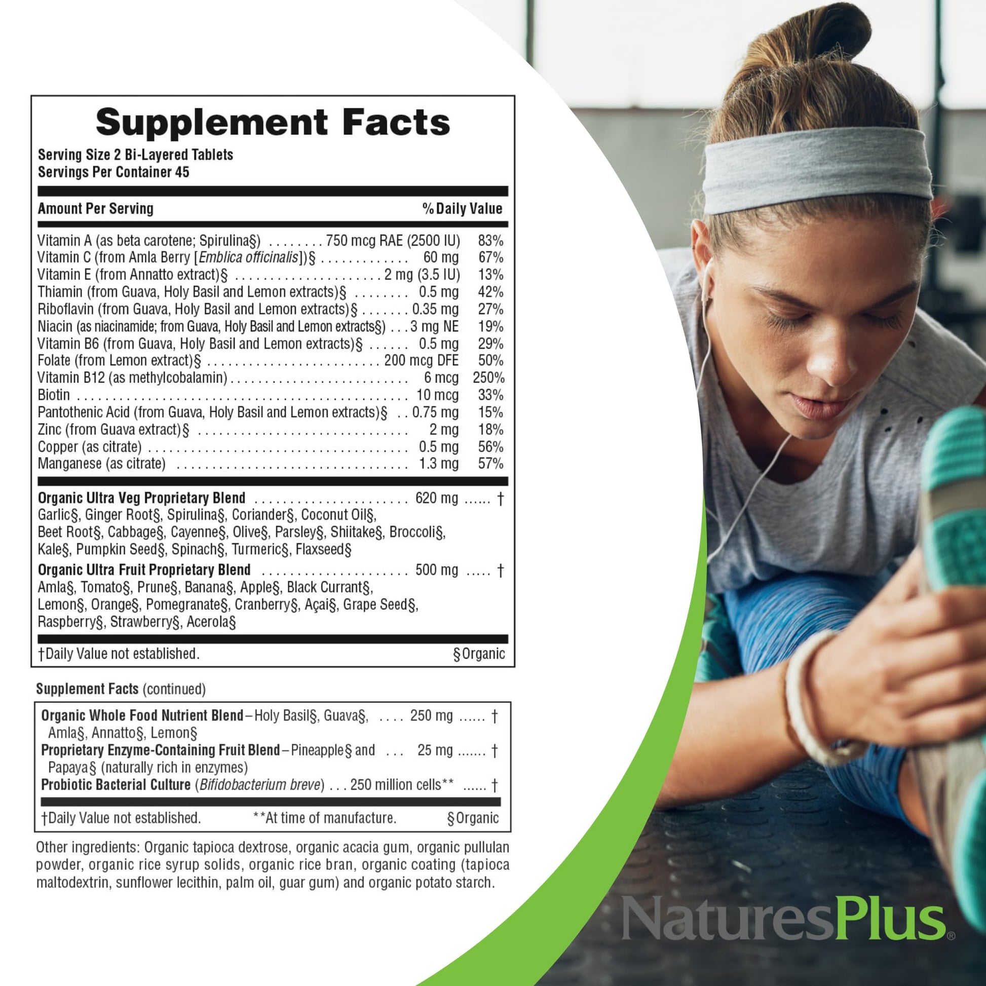 Tabla nutricional de Natures Plus Ultra Juice