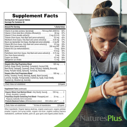 Tabla nutricional de Natures Plus Ultra Juice