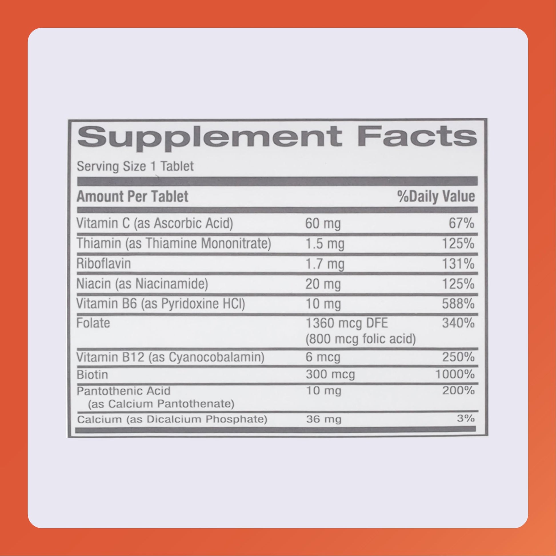 Tabla nutricional de Nephro-Vite | Beneficios vitamínicos