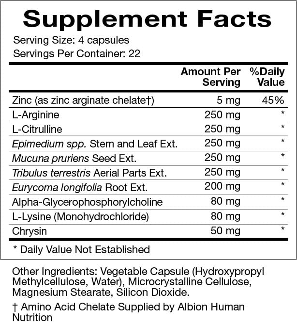 Tabla nutricional Night Gain 90 cápsulas