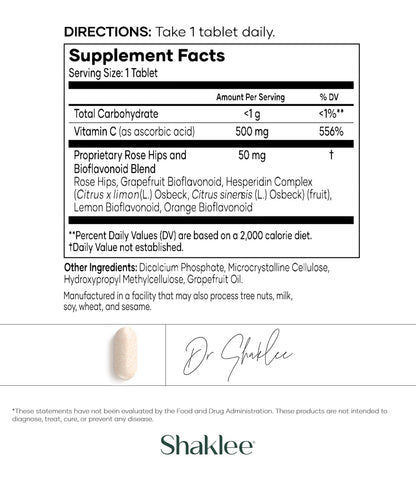 Tabla nutricional Shaklee Sustained Vita-C